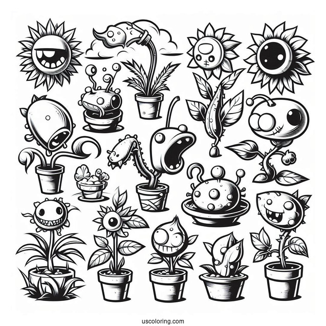 Various Plants From Plants Vs Zombies