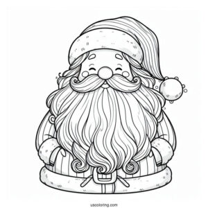 Father Christmas With Big White Beard To Color