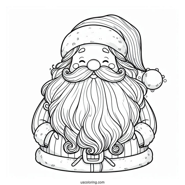 Father Christmas With Big White Beard To Color