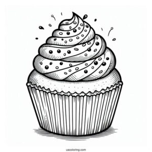 Cupcake With Delicious Icing And Sprinkles