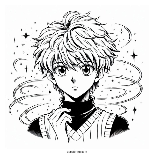 Manga Coloring Page Of Hunter x Hunter Kurapika