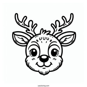 Simple Rudolph Coloring Page Face Template