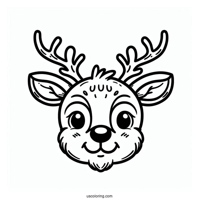 Simple Rudolph Coloring Page Face Template