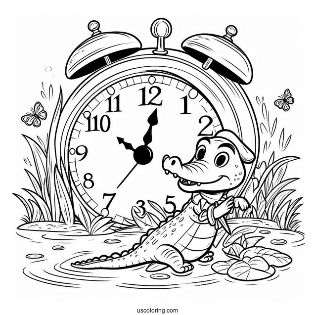 Coloring Sheet Of Tick-Tock the Crocodile