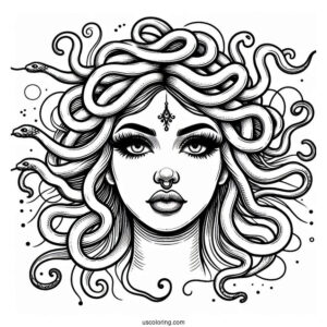 Realistic Medusa Coloring Page With Nose Ring