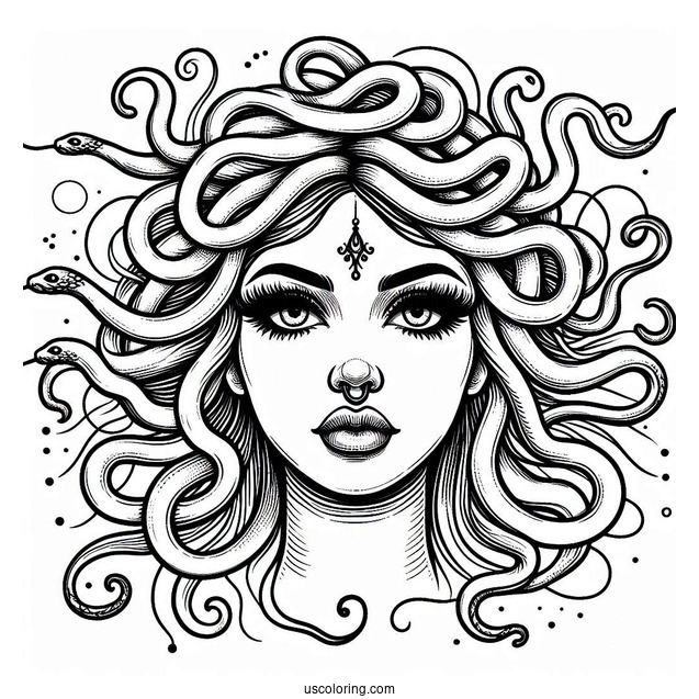 Realistic Medusa Coloring Page With Nose Ring