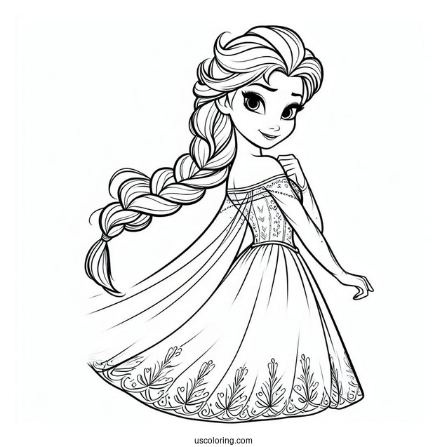 Simple Outline Of Disney Elsa To Color