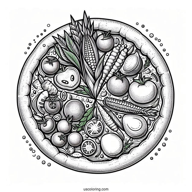 Deep Pan American Pizza Coloring Page
