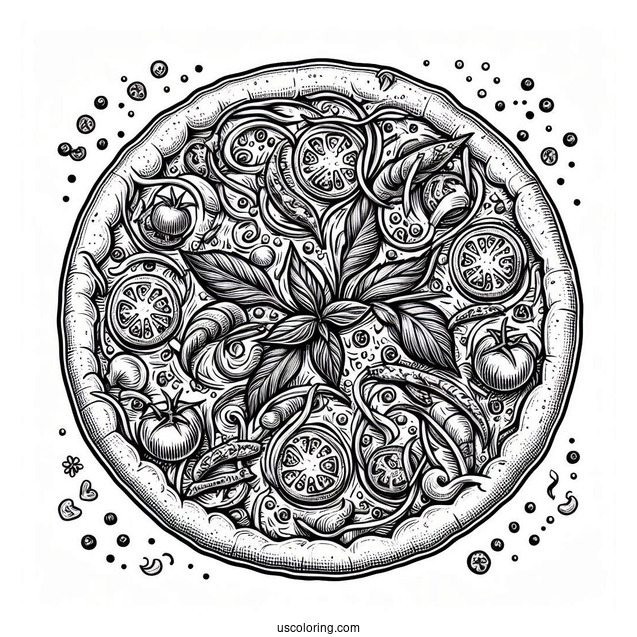 Authentic Italian Pizza Coloring Page