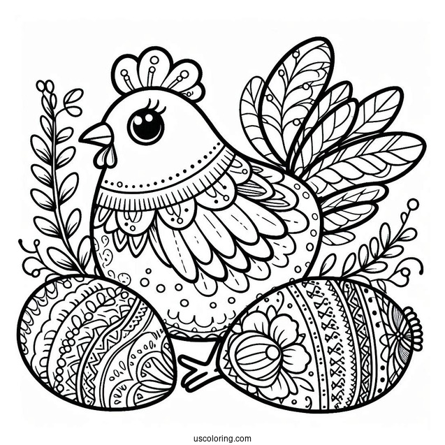 Detailed Chicken Coloring Page