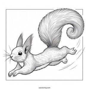 Simple Squirrel Coloring Page Gliding In the Air