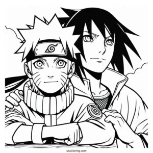Easy Naruto And Sasuke Coloring Page For Kids