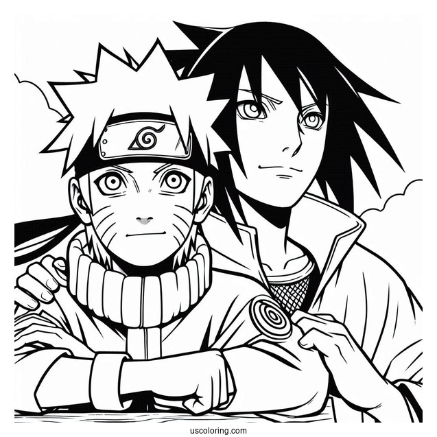 Easy Naruto And Sasuke Coloring Page For Kids
