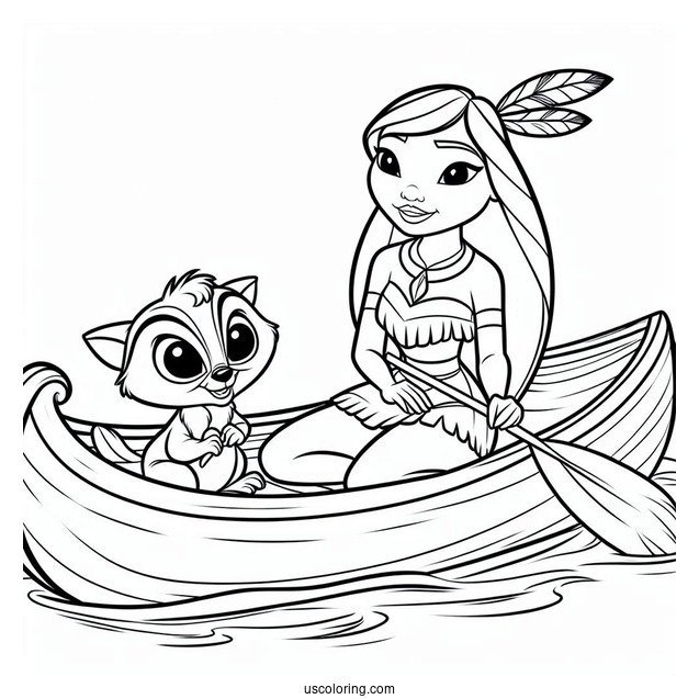 Meeko And Percy On Canoe Coloring In