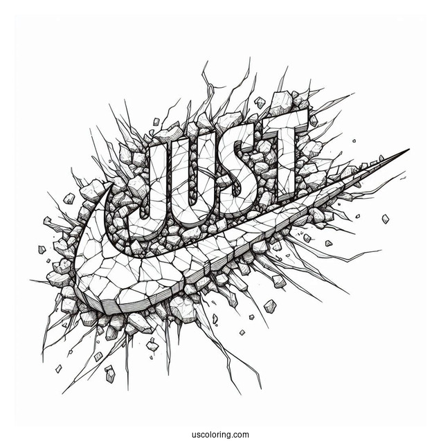 Nike Coloring Page Of Crumbling Just Do It Logo