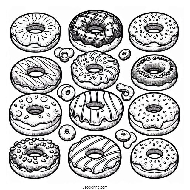 Dozen Dunkin Donuts Coloring Sheet