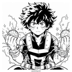 My Hero Academia Ochaco Uraraka With Deku Coloring Page