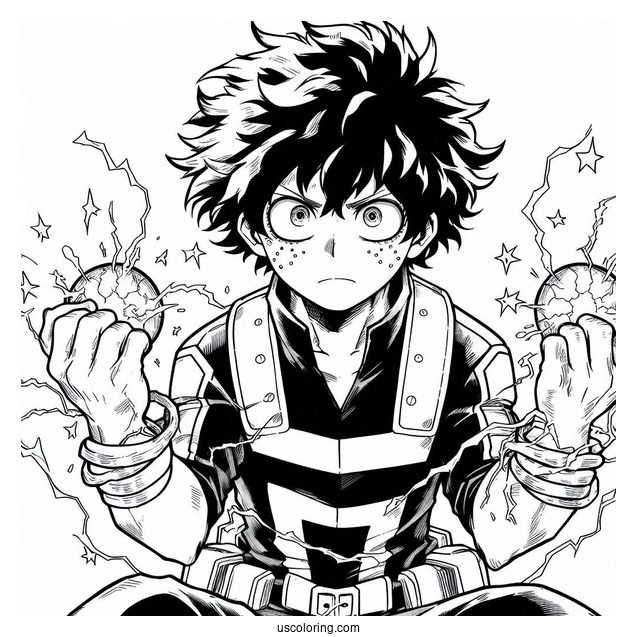 My Hero Academia Ochaco Uraraka With Deku Coloring Page