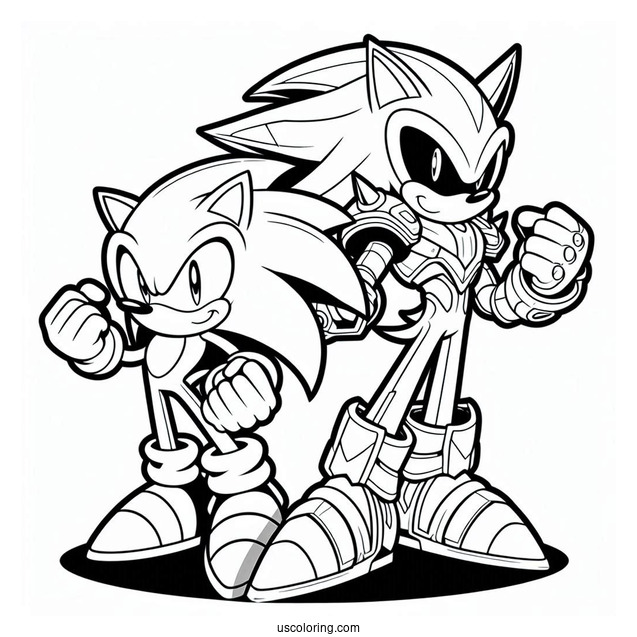 Sonic Vs Metal Sonic Coloring Page
