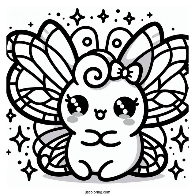 Kawaii Butterfly Stained Glass Coloring Page For Kids