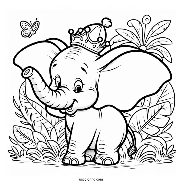Easy Coloring Page Of Dumbo The Elephant