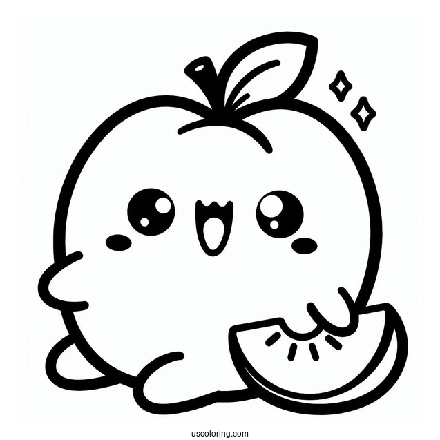 Kawaii Peach Coloring Page For Kids