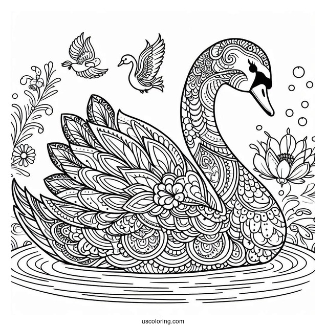 Swan Coloring Page Mandala