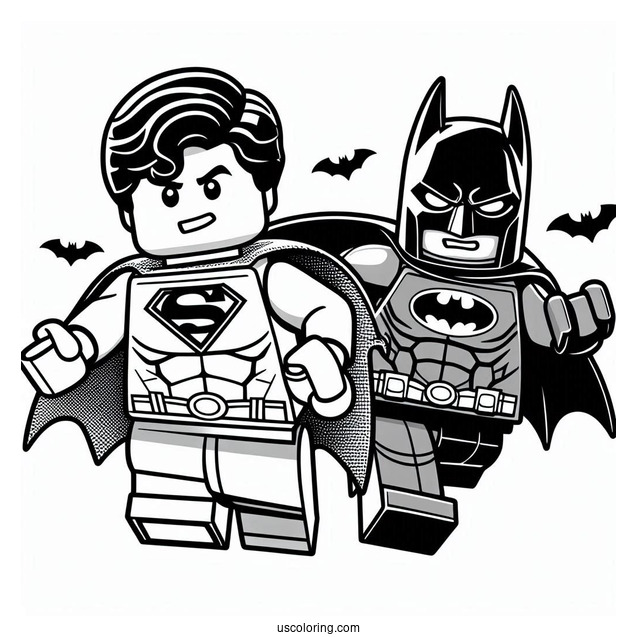 Lego Superman And Batman Coloring For Kids