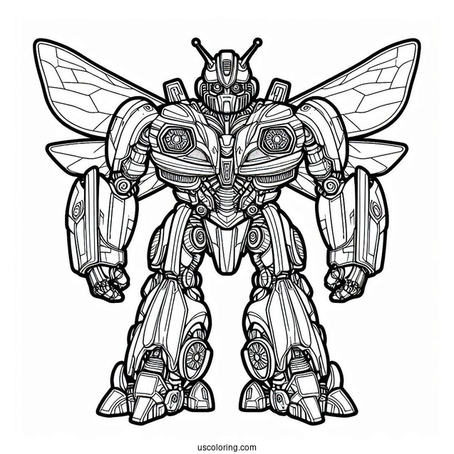Intricate Autobot Bumblebee Coloring Page Transformation