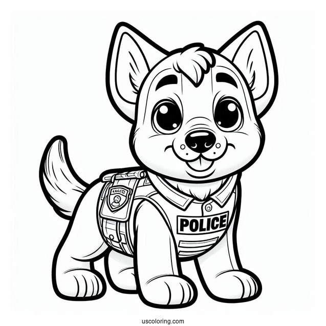 Police K-9 Dog Coloring Sheet For Kids