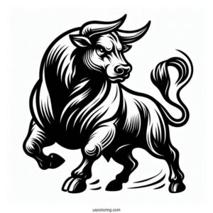 Easy Outline Of Fighting Bull Coloring In