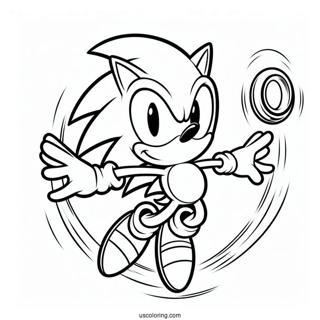 Sonic Leaping Through Air With Ring