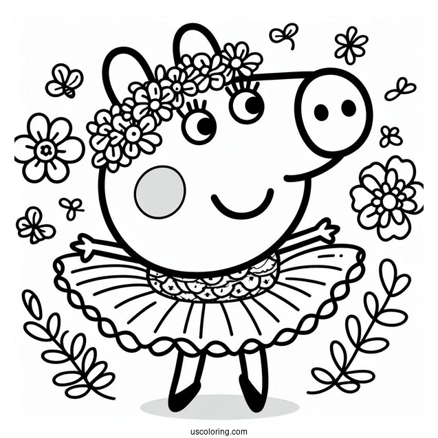 Peppa Pig Ballerina Coloring Page For Kids