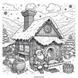 Realistic Santa_s Workshop To Color