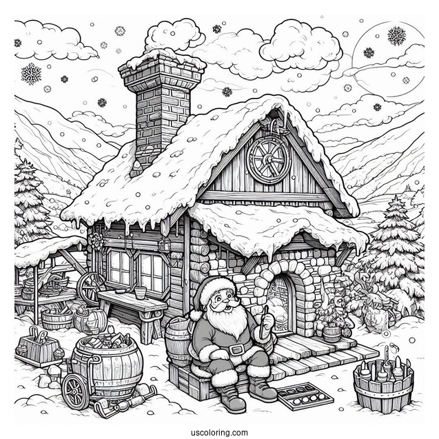 Realistic Santa_s Workshop To Color