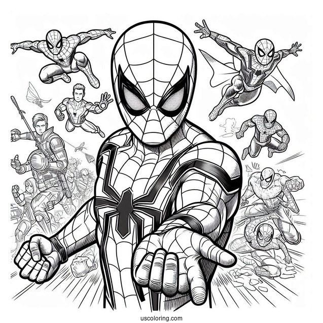 Spider-Man With The Avengers Coloring Sheet