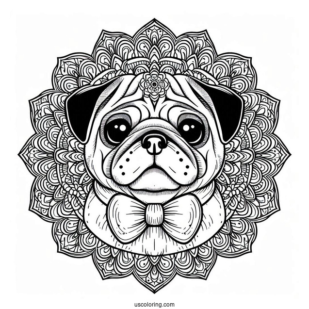 Pug Mandala Coloring Sheet