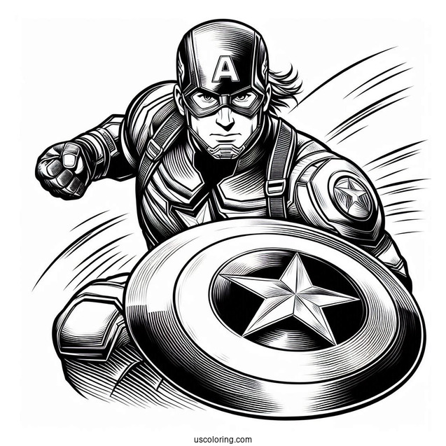 Captain America Protecting Himself With His Shield