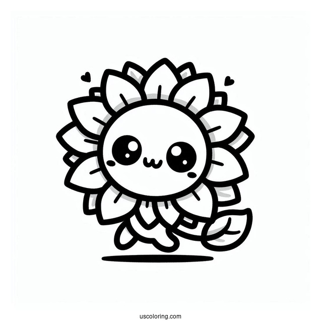 Kawaii Sunflower Coloring Page