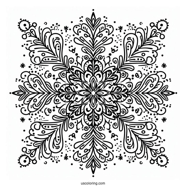 Easy Snowflake Coloring Page Outline For Kids