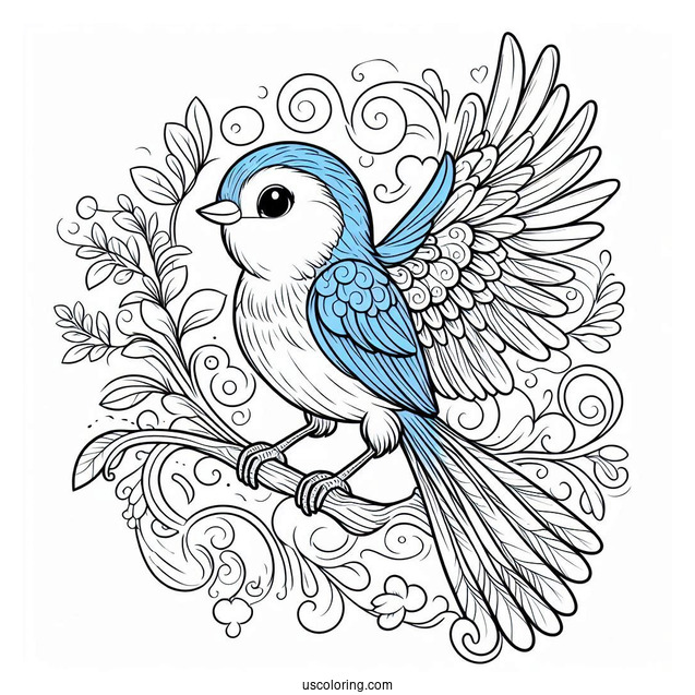 Blu Perched On Linda s Arm Coloring Page