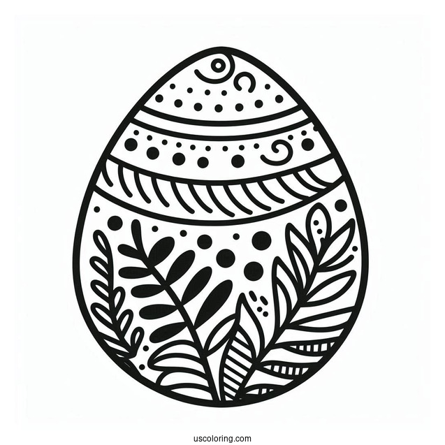 Polka Dots And Curvy Lines Easter Egg Design For Preschoolers