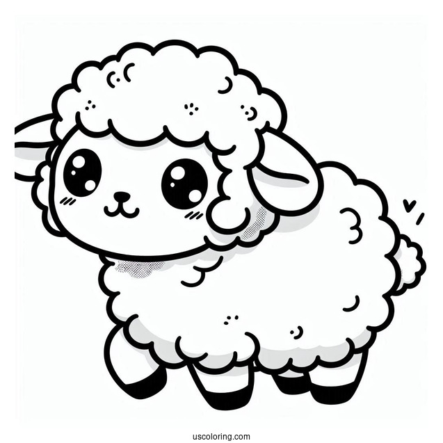 Kawaii Baby Sheep Coloring For Preschoolers