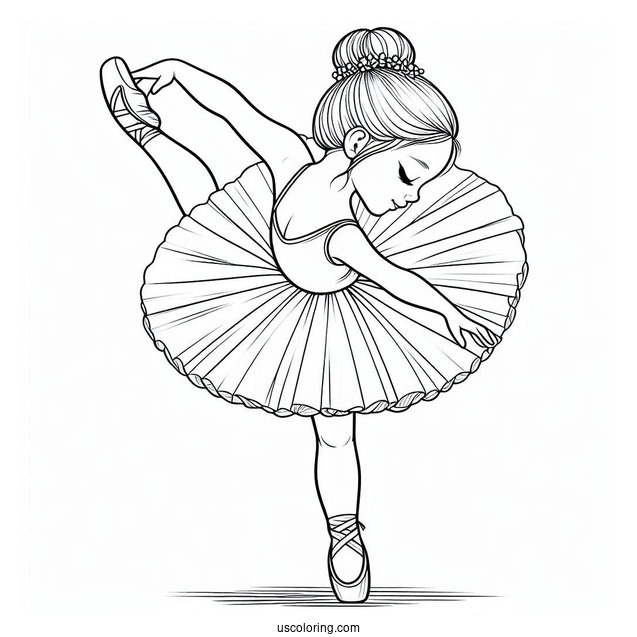 Ballerina Standing On Toes To Color