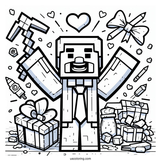 Minecraft Steve With Happy Father's Day Coloring Page