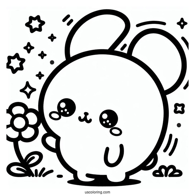Pompompurin With Ear Up Coloring Page For Preschoolers