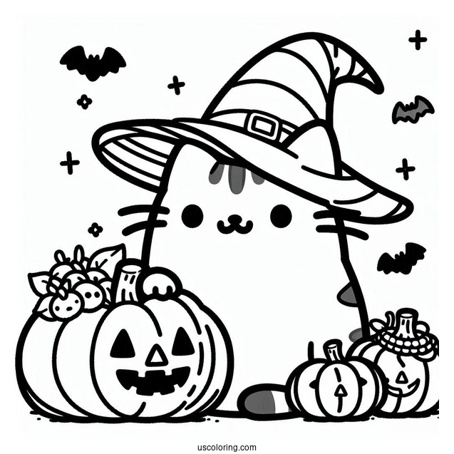 Pusheen With Jack O Lantern During Halloween