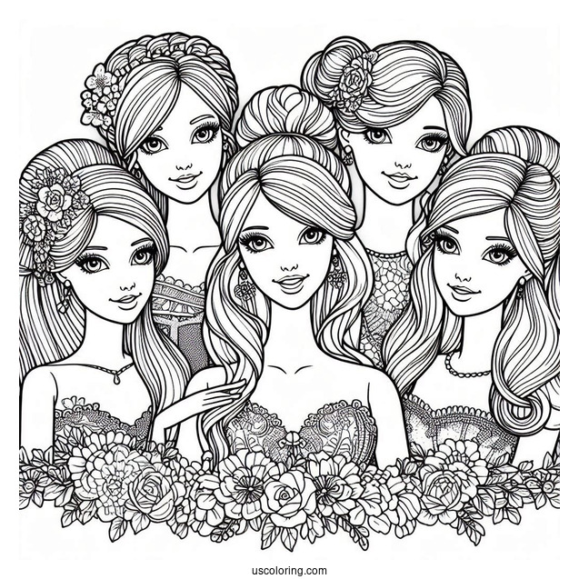 Barbie Friends Forever Coloring Page