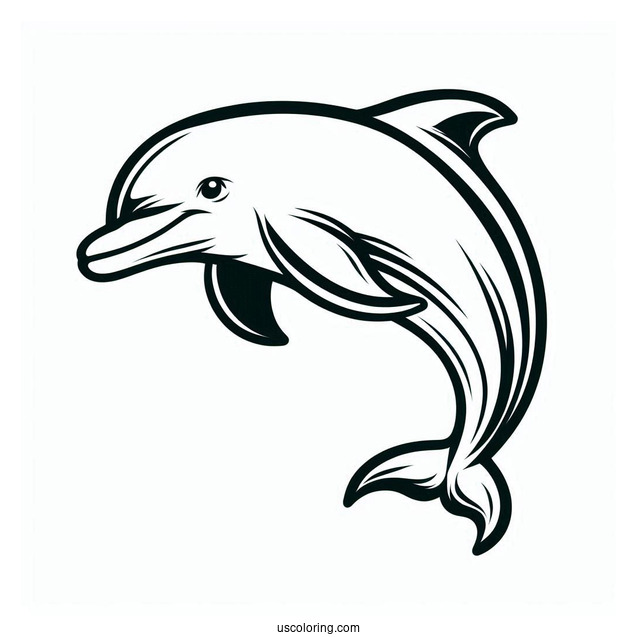 Simple Outline Of Dolphin For Kids