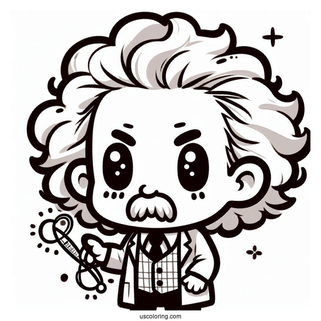 Science Coloring Page Of Chibi Albert Einstein For Kids